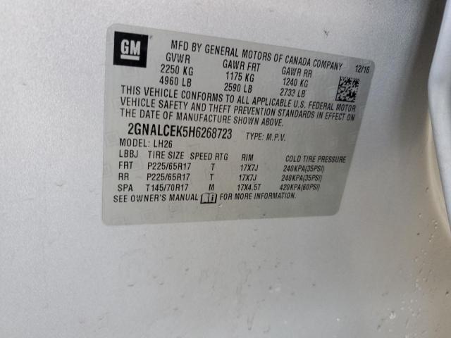 Photo 14 from auction – 2017 CHEVROLET EQUINOX LT with VIN 2GNALCEK5H6268723