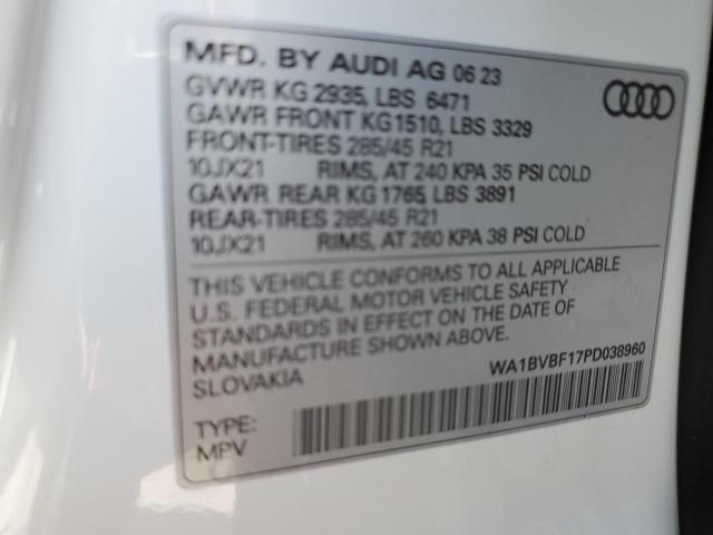 Photo 14 from auction – 2023 AUDI Q8 PREMIUM with VIN WA1BVBF17PD038960