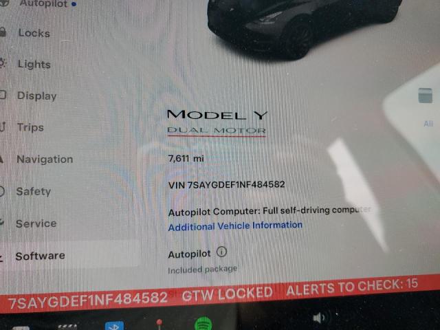 Photo 9 from auction – 2022 TESLA MODEL Y with VIN 7SAYGDEF1NF484582