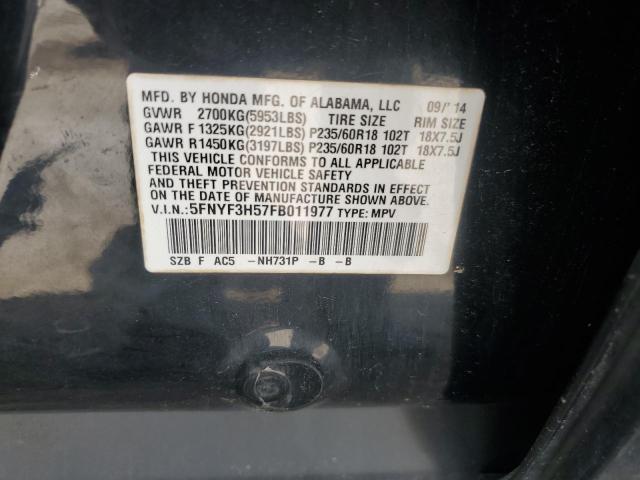 Photo 14 from auction – 2015 HONDA PILOT with VIN 5FNYF3H57FB011977