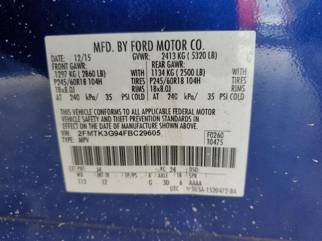 Photo 14 from auction – 2015 FORD EDGE with VIN 2FMTK3G94FBC29605