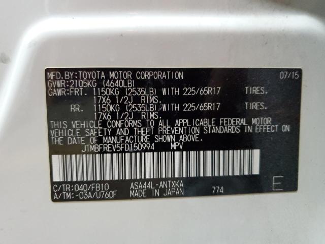 Photo 14 from auction – 2015 TOYOTA RAV4 LE with VIN JTMBFREV5FD150994