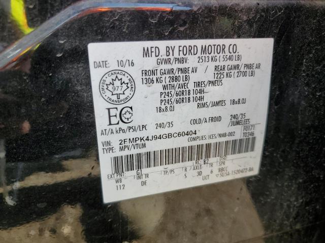 Photo 14 from auction – 2016 FORD EDGE SEL with VIN 2FMPK4J94GBC60404