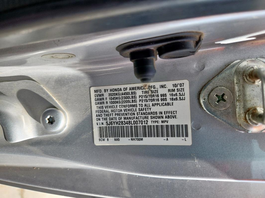 Photo 14 from auction – 2008 HONDA ELEMENT LX with VIN 5J6YH28348L007012