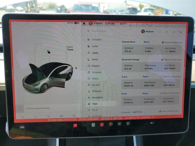 Photo 9 from auction – 2018 TESLA MODEL 3 with VIN 5YJ3E1EB3JF072134