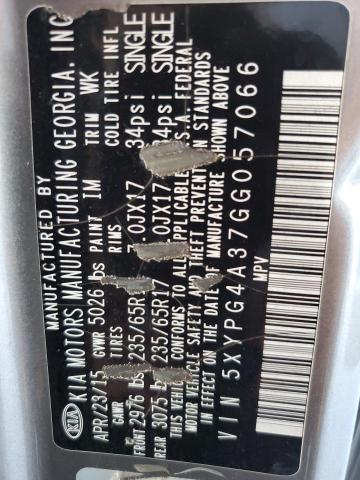 Photo 14 from auction – 2016 KIA SORENTO LX with VIN 5XYPG4A37GG057066