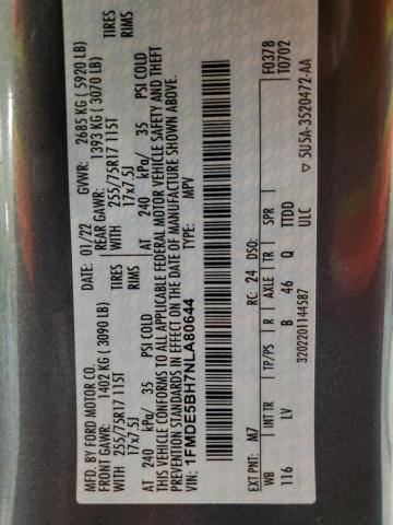 Photo 14 from auction – 2022 FORD BRONCO BAS with VIN 1FMDE5BH7NLA80644
