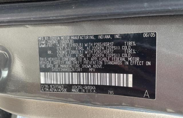 Photo 10 from auction – 2005 TOYOTA SEQUOIA SR with VIN 5TDZT34A45S261381