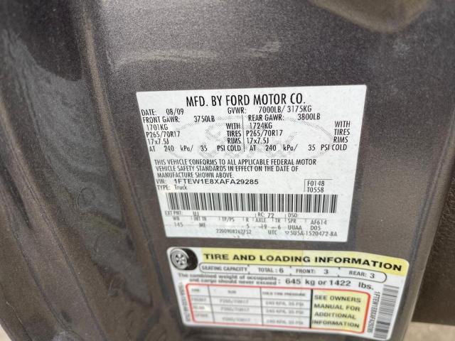 Photo 10 from auction – 2010 FORD F150 SUPER with VIN 1FTEW1E8XAFA29285