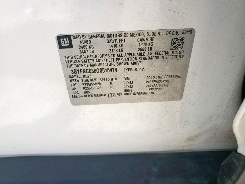 Photo 14 from auction – 2016 CADILLAC SRX with VIN 3GYFNCE38GS516474