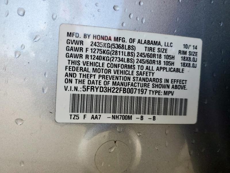 Photo 14 from auction – 2015 ACURA MDX with VIN 5FRYD3H22FB007197