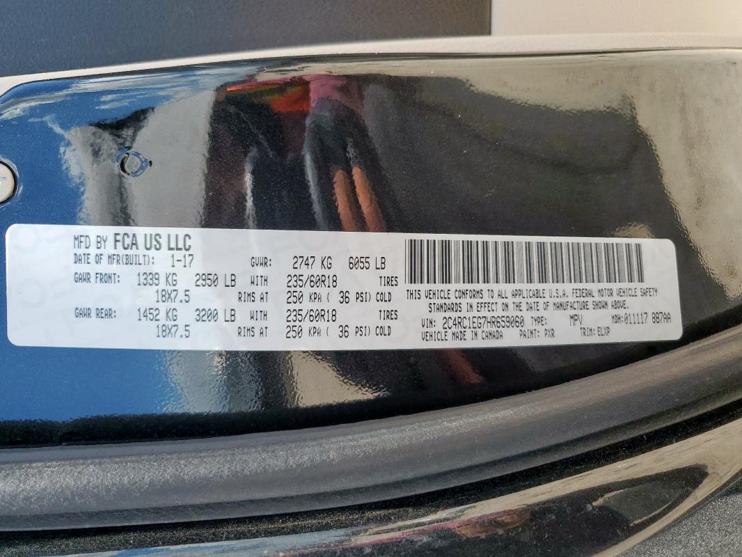 Photo 14 from auction – 2017 CHRYSLER PACIFICA T with VIN 2C4RC1EG7HR659060