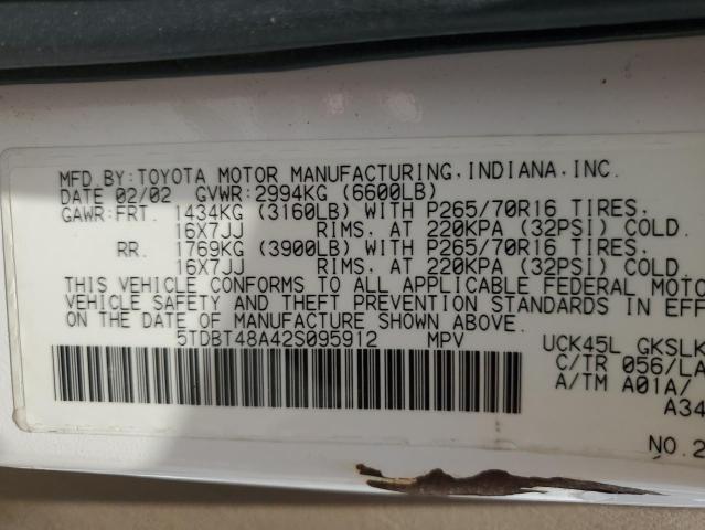 Photo 14 from auction – 2002 TOYOTA SEQUOIA LI with VIN 5TDBT48A42S095912