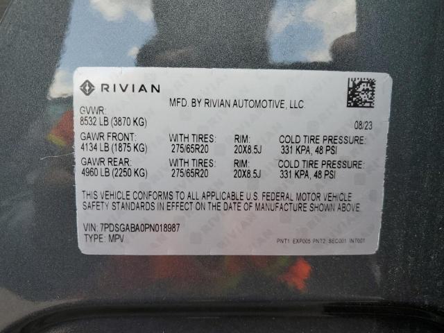 Photo 14 from auction – 2023 RIVIAN R1S ADVENT with VIN 7PDSGABA0PN018987