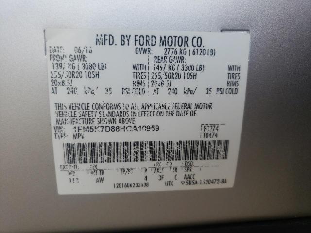 Photo 14 from auction – 2017 FORD EXPLORER X with VIN 1FM5K7D88HGA10959