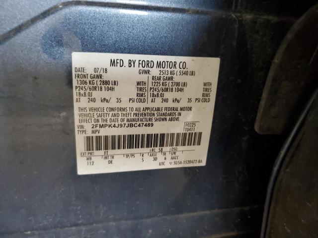 Photo 14 from auction – 2018 FORD EDGE SEL with VIN 2FMPK4J97JBC47489