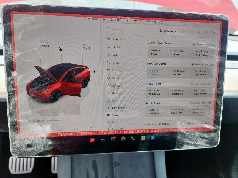 Photo 9 from auction – 2023 TESLA MODEL Y with VIN 7SAYGDEF7PF867462
