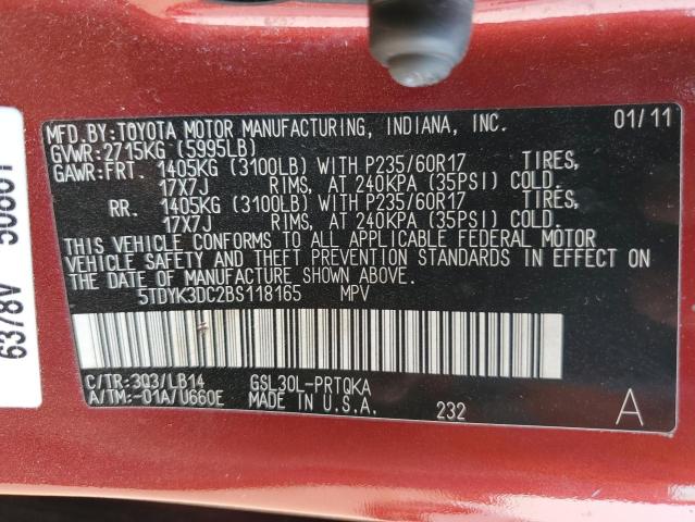 Photo 14 from auction – 2011 TOYOTA SIENNA XLE with VIN 5TDYK3DC2BS118165