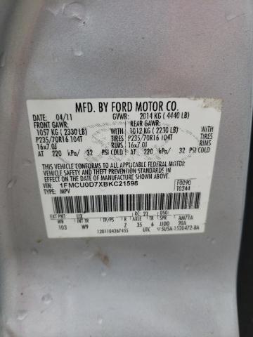 Photo 14 from auction – 2011 FORD ESCAPE XLT with VIN 1FMCU0D7XBKC21598