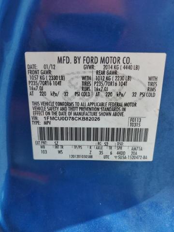 Photo 14 from auction – 2012 FORD ESCAPE XLT with VIN 1FMCU0D78CKB82026