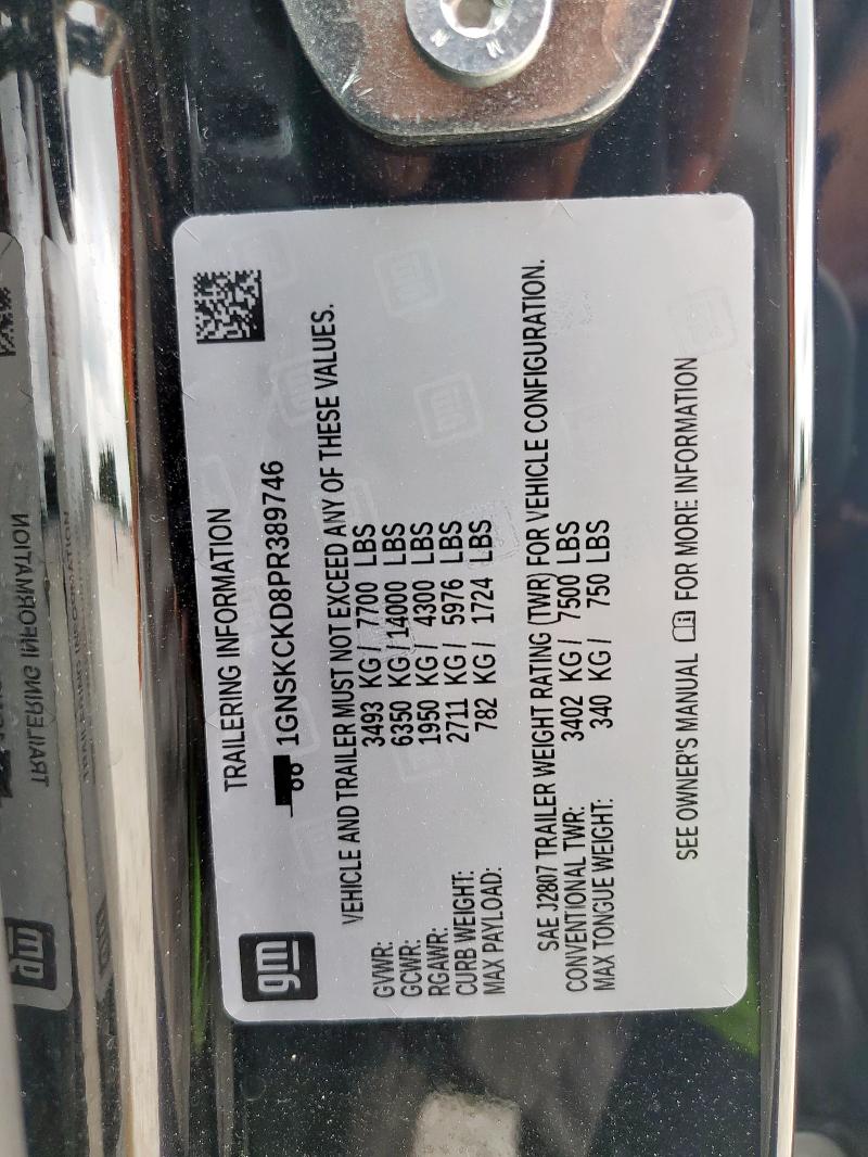Photo 14 from auction – 2023 CHEVROLET SUBURBAN K with VIN 1GNSKCKD8PR389746