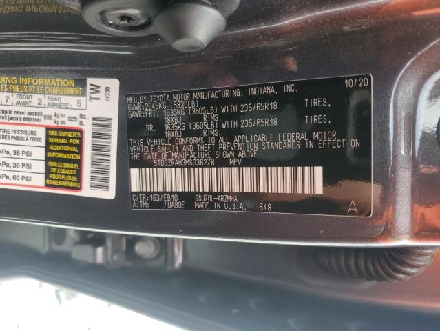 Photo 14 from auction – 2021 TOYOTA HIGHLANDER with VIN 5TDGZRAH3MS036278