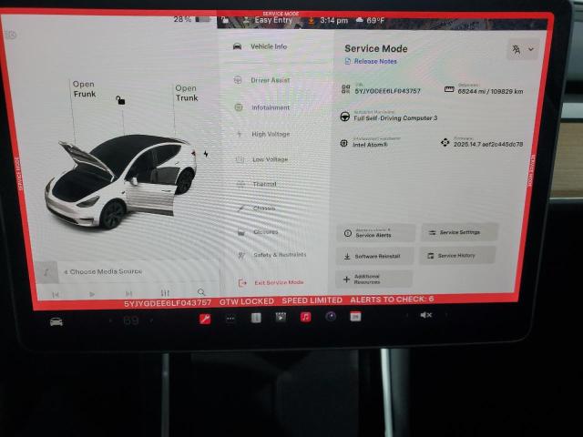 Photo 9 from auction – 2020 TESLA MODEL Y with VIN 5YJYGDEE6LF043757