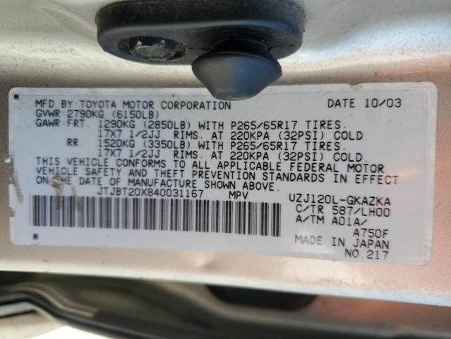 Photo 14 from auction – 2004 LEXUS GX 470 with VIN JTJBT20X840031167