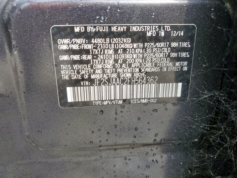 Photo 14 from auction – 2015 SUBARU FORESTER 2 with VIN JF2SJAAC2FH564362