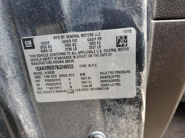 Photo 14 from auction – 2011 GMC ACADIA SLT with VIN 1GKKVRED7BJ248533