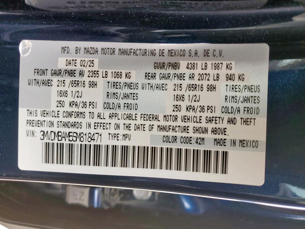 Photo 14 from auction – 2025 MAZDA CX-30 with VIN 3MVDMBAM5SM818471