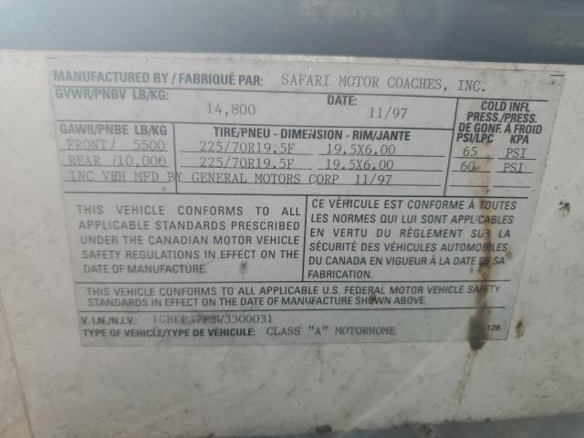 Снимка 10 от търг – 1998 SAFARI MOTORHOME с VIN 1GBKP37F3W3300031
