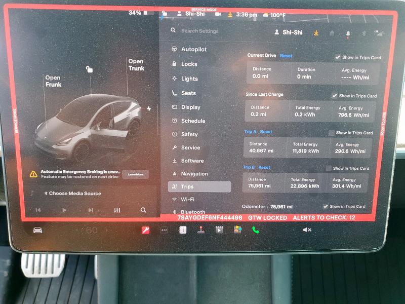 Photo 9 from auction – 2022 TESLA MODEL Y with VIN 7SAYGDEF6NF444496