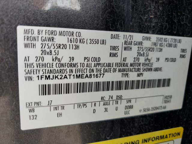 Photo 14 from auction – 2021 FORD EXPEDITION with VIN 1FMJK2AT1MEA81677