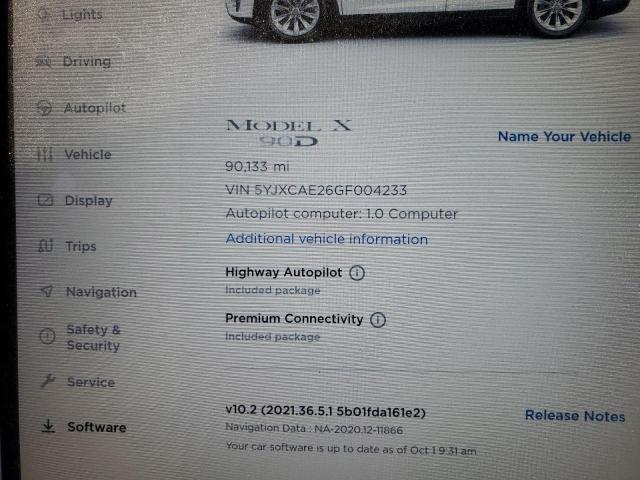 Photo 9 from auction – 2016 TESLA MODEL X with VIN 5YJXCAE26GF004233