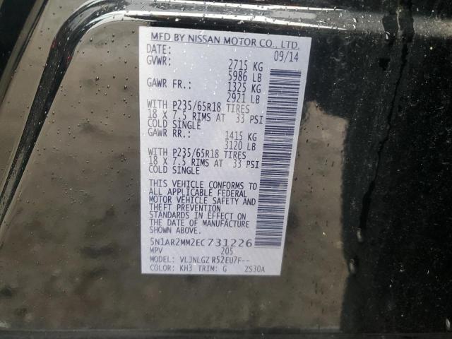 Zdjęcie 14 z aukcji – 2014 NISSAN PATHFINDER z VIN 5N1AR2MM2EC731226