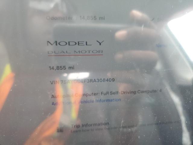 Photo 9 from auction – 2024 TESLA MODEL Y with VIN 7SAYGDEF3RA308409