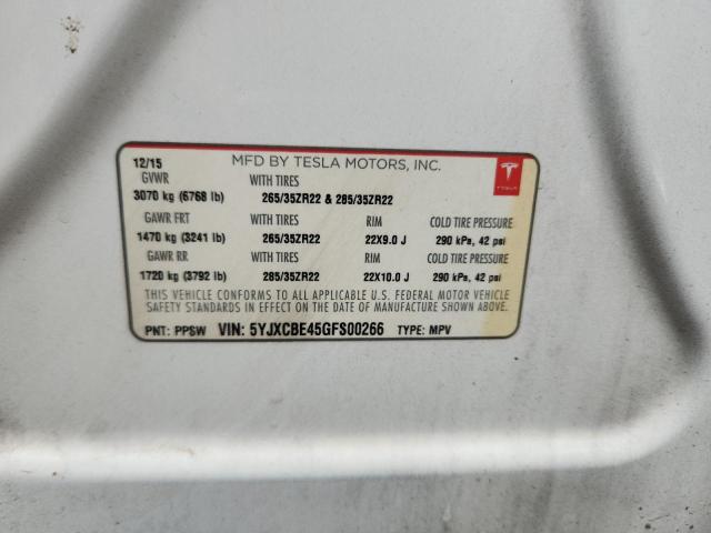 Photo 14 from auction – 2016 TESLA MODEL X with VIN 5YJXCBE45GFS00266