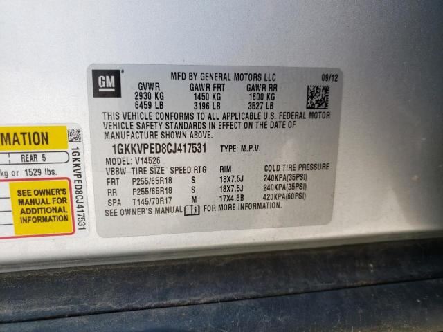 Photo 14 from auction – 2012 GMC ACADIA SLE with VIN 1GKKVPED8CJ417531