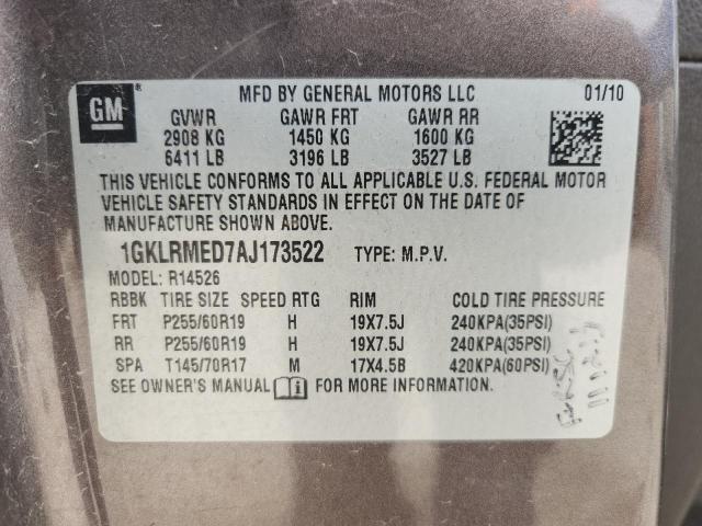 Photo 14 from auction – 2010 GMC ACADIA SLT-1 with VIN 1GKLRMED7AJ173522