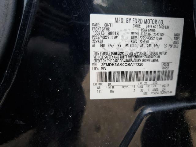 Photo 14 from auction – 2012 FORD EDGE SPORT with VIN 2FMDK3AK0CBA11320