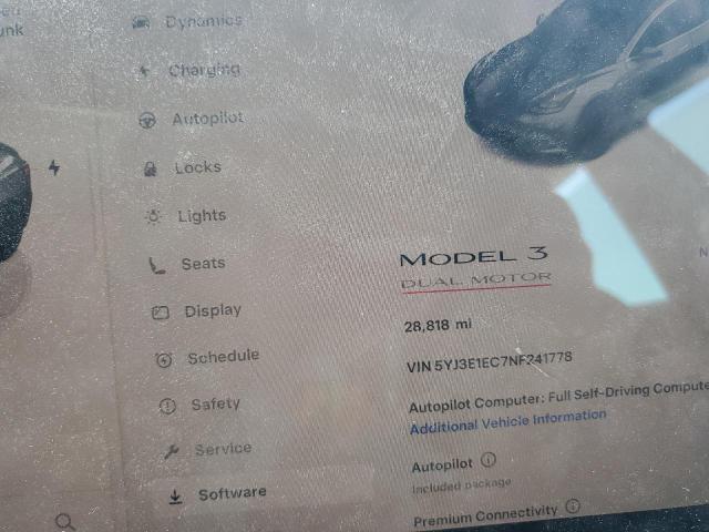 Photo 9 from auction – 2022 TESLA MODEL 3 with VIN 5YJ3E1EC7NF241778