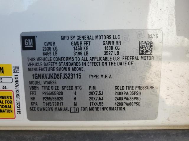 Photo 14 from auction – 2015 CHEVROLET TRAVERSE L with VIN 1GNKVJKD5FJ323115