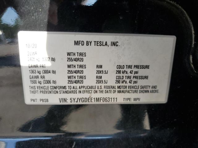 Photo 14 from auction – 2021 TESLA MODEL Y with VIN 5YJYGDEE1MF063111