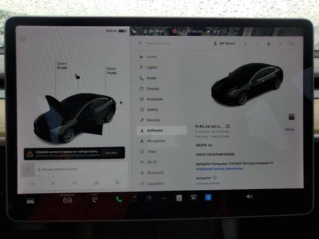 Photo 9 from auction – 2021 TESLA MODEL 3 with VIN 5YJ3E1EB1MF091981
