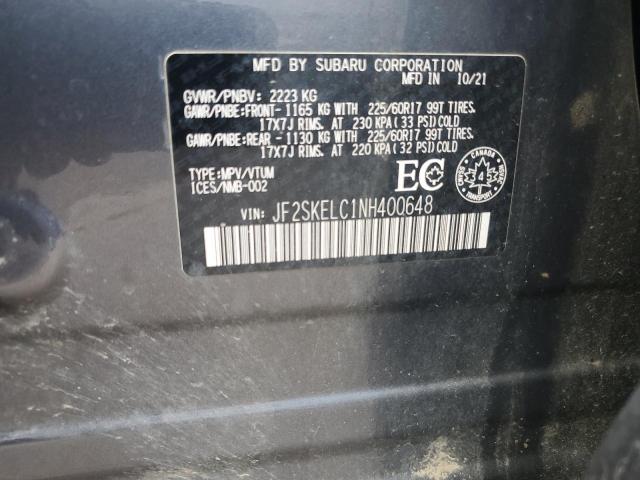 Photo 14 from auction – 2022 SUBARU FORESTER W with VIN JF2SKELC1NH400648