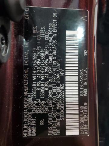 Photo 14 from auction – 2013 TOYOTA HIGHLANDER with VIN 5TDDK3EH5DS227165
