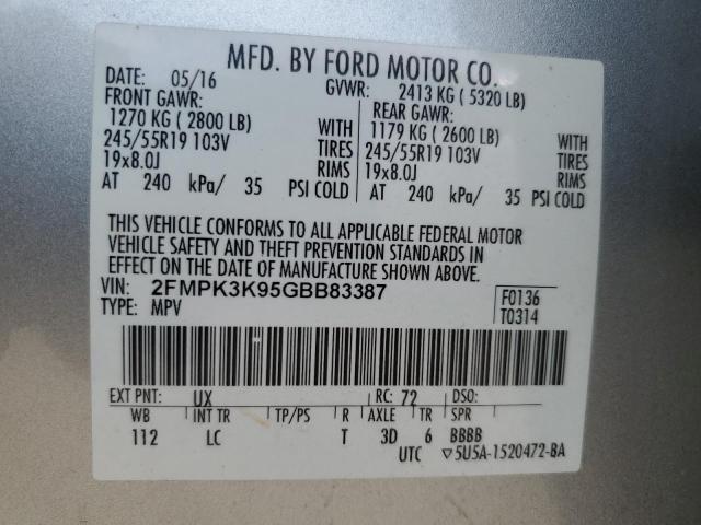 Photo 14 from auction – 2016 FORD EDGE TITAN with VIN 2FMPK3K95GBB83387