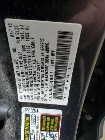 Photo 14 from auction – 2015 HONDA CR-V LX with VIN 5J6RM4H35FL095917