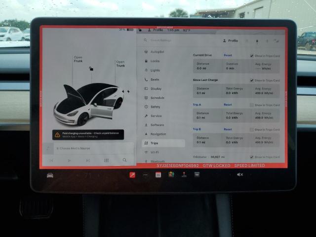 Photo 9 from auction – 2022 TESLA MODEL 3 with VIN 5YJ3E1EB0NF104592